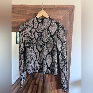 Zara Metallic Snake Print Mock Neck Sweater